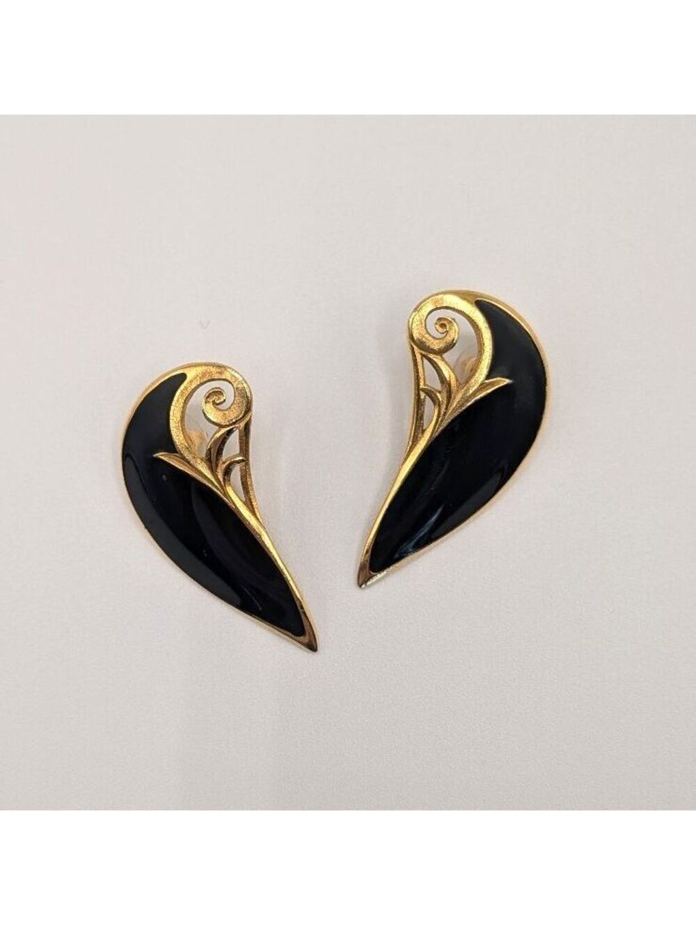 Vintage Berebi Black and Gold Tone Stud Earrings